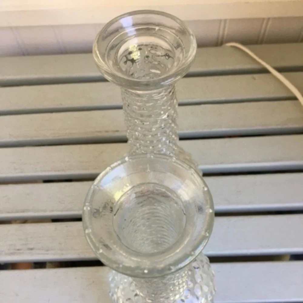 Vintage E.O. Brody Clear Glass Hobnail Vases Set of Two 7.75” H